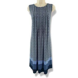 Perceptions Blue Chain Print Pintucked Dress Size‎ XL New Summer Sleeveless